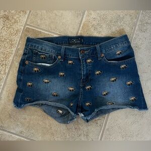 Lucky Brand Blue Jean Shorts with Elephant Embroidery, EUC, size 8